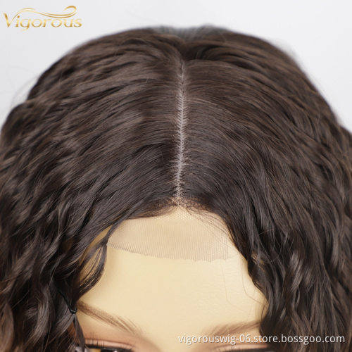 Vigorous Water Wave Hot Sale Cheap Curly Lace Front Wig Ombre Colored Lace Front Synthetic Hair Wigs For Women Lace Frontal Wig